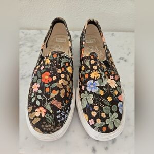 Keds Rifle Paper Collab Shoes Women 8.5 Floral Canvas Slip On Sneaker